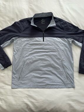 Nike Men's Two-Tone Gray and Navy Quarter-Zip Wind Jacket